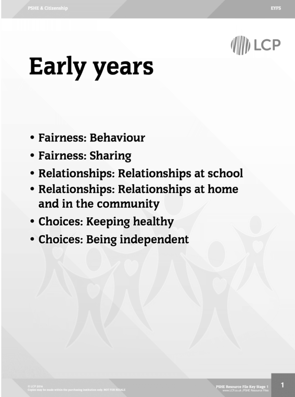 PSHE EYFS & KS1 Unit: Early years