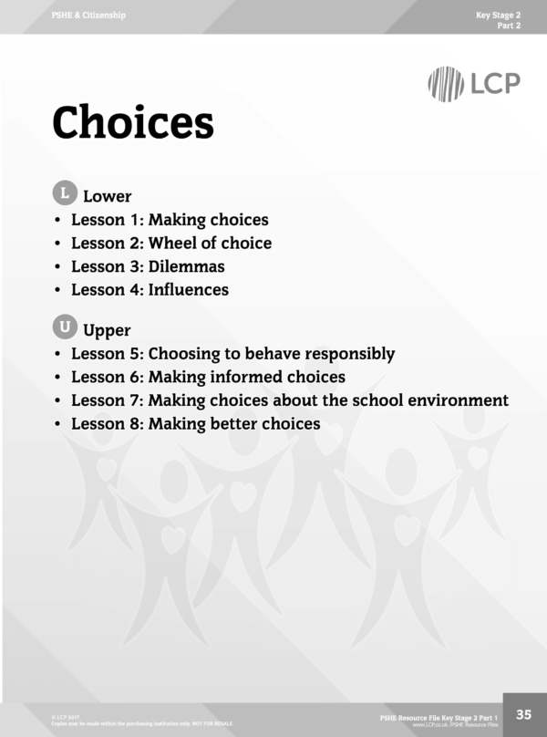 PSHE KS2 Part 1 Unit: Choices