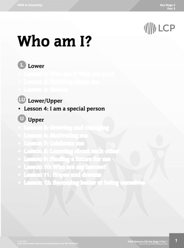 PSHE KS2 Part 1 Sample lesson: I am a special person