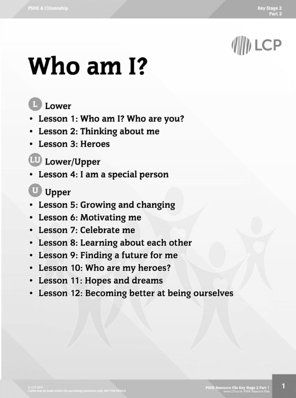 PSHE KS2 Part 1 Unit: Who am i?