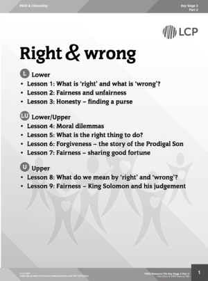 PSHE KS2 Part 2 Unit: Right and wrong