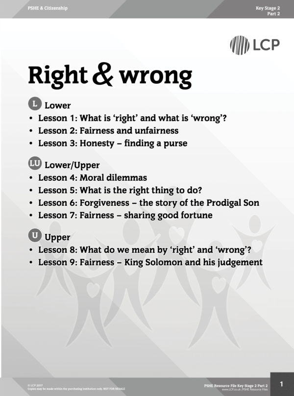 PSHE KS2 Part 2 Unit: Right and wrong