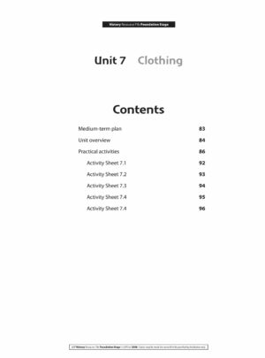 History Foundation Stage Unit 7: Clothing