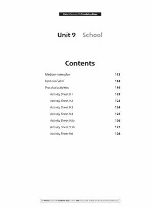 History Foundation Stage Unit 9: School