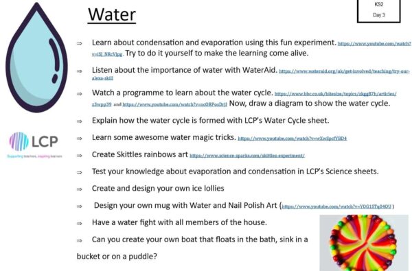 KS2 Day 3 Home Learning Planner: Water