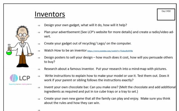KS2 Day 2 Home Learning Planner: Inventors