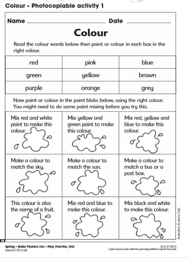 Year 1 Phase 5 Phonics: Colour Topic. Series of Lessons With Texts and Resources