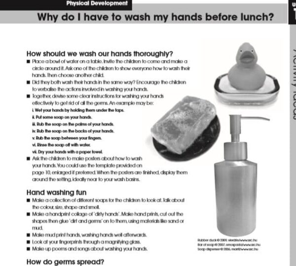 EYFS: Hand washing (physical development) 6 pages full with activities to do at home or at school
