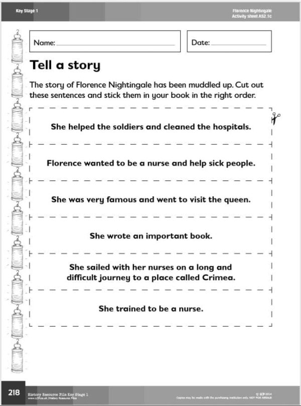 KS1 (Year 1 and 2) History: Florence Nightingale (2) worksheets