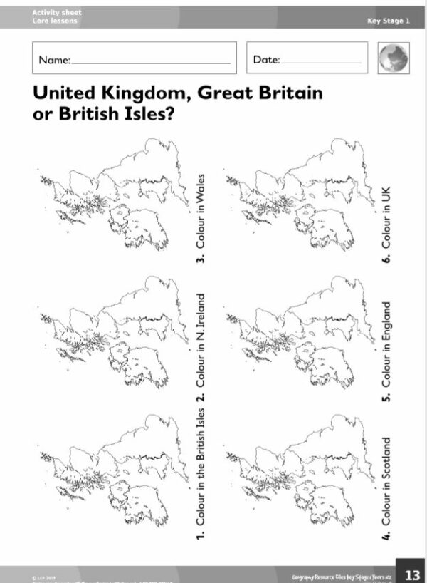 KS1 (Year 1 and 2) Geographical Worksheets (6 sheets)