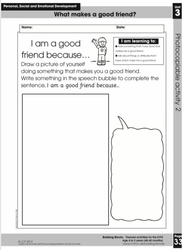 EYFS: Personal, Social and Emotional Development Worksheets
