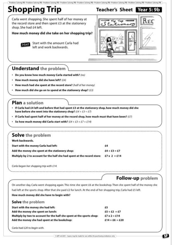 Year 5 Maths Problem Solving: Multiplication and Division (6 Sheets) with Answers - Image 2