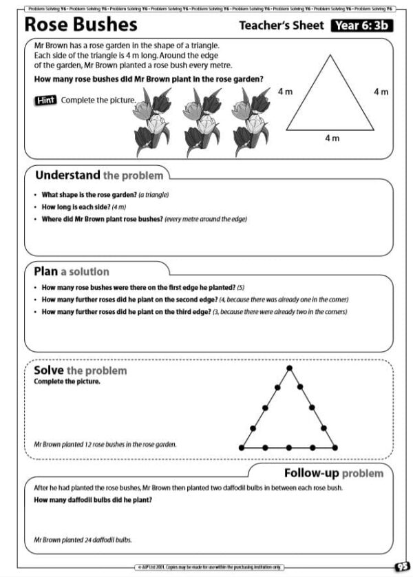 Year 6 Problem Solving: Area and Perimeter Puzzle (One Worksheet and Answer)