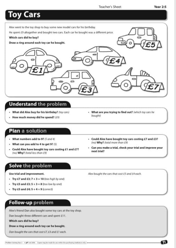 Year 2 Maths Problem Solving: Solving Addition and Subtraction Puzzles with Answers - Image 2