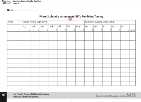 Phase 2 Phonics- Assessing Segmenting for Spelling- Bill's Rumbling Tummy - Image 2