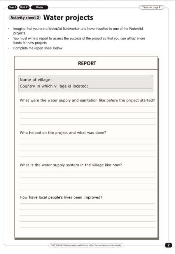 Year 5/6 Geography- Water Aid Unit -2 Full Lessons with Resources