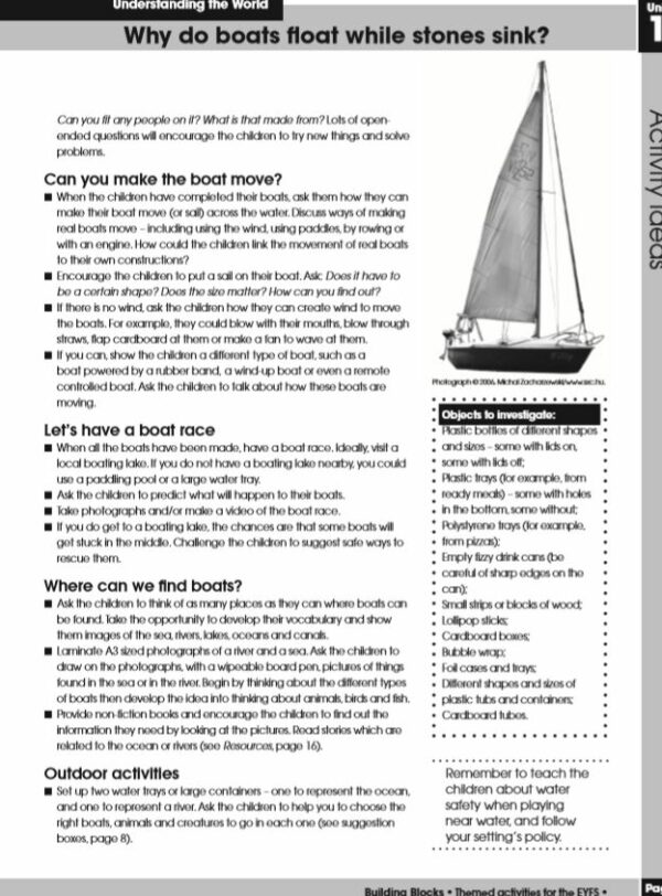 EYFS: Understanding the World, Why Do Boats Float and Stones Sink? Unit of Work