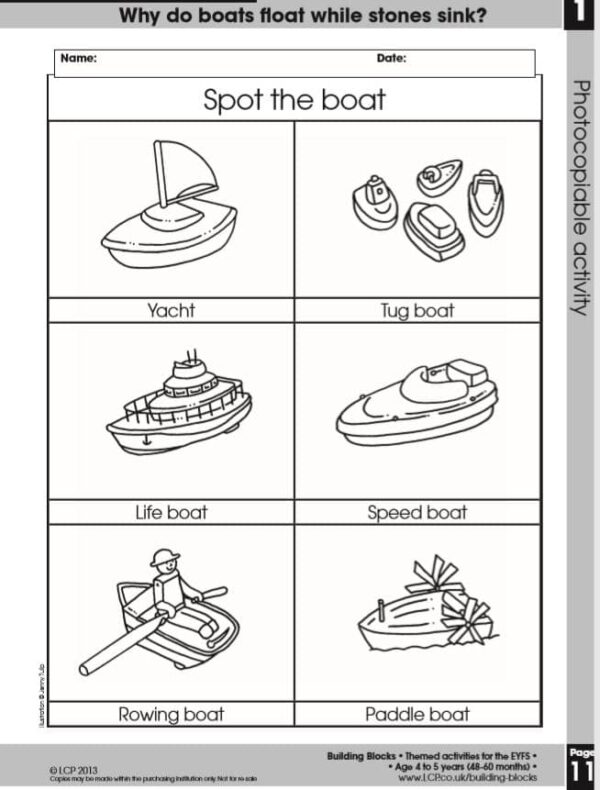 EYFS: Understanding the World, Why Do Boats Float and Stones Sink? Unit of Work - Image 2