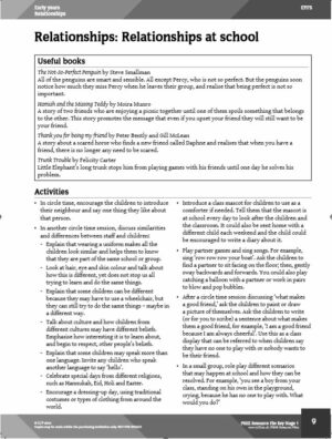 EYFS PSHE/Understanding the World, Relationships at School
