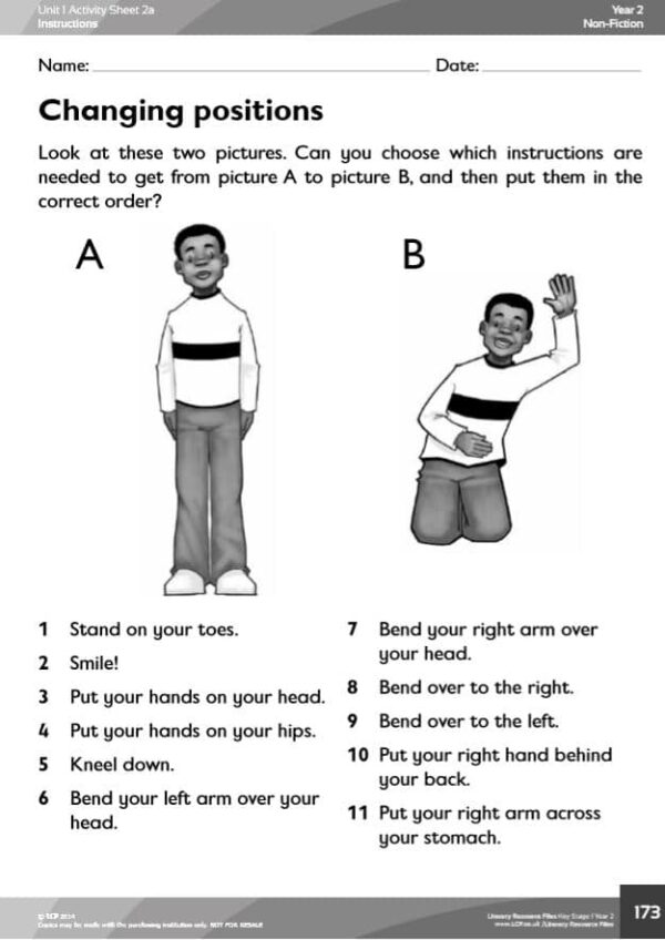 Year 2, English/Literacy Instructions Unit - Image 4