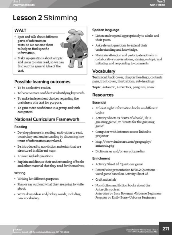 Year 2 English/Literacy, Information Texts- Skimming