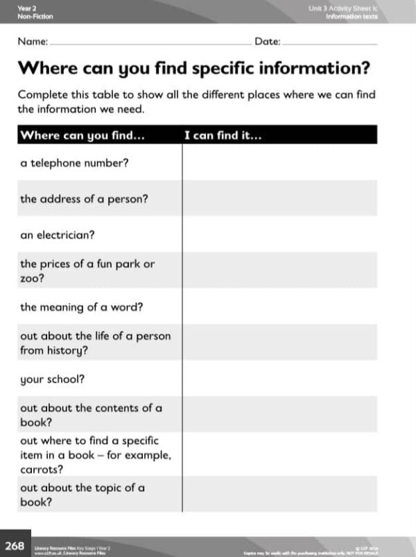 Year 2 English/Literacy Information Texts Unit (Skimming and Scanning) - Image 2