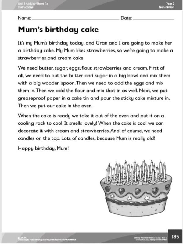 Year 2, English/Literacy Instructions Unit - Image 6