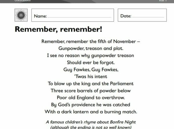 R.E - Year 1 - Celebrations - Bonfire Night FREE Lesson