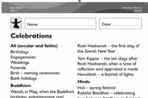 R.E - Year 1 - How do I celebrate? FREE lesson