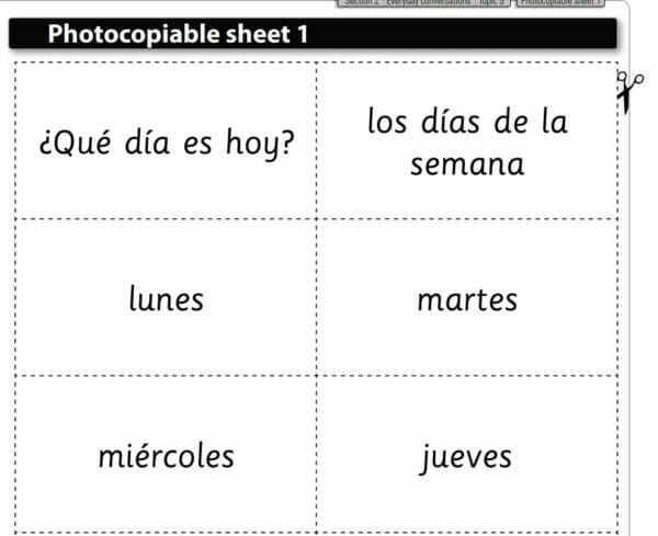 MFL- Spanish - Days of the Week - Image 2