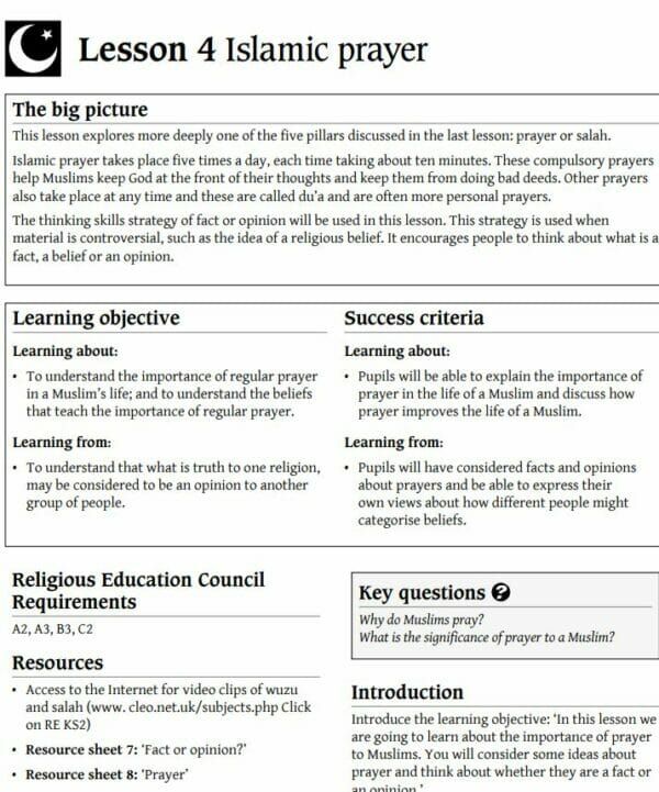 R.E - Year 5 - Islam Unit (12 lesson unit) - Image 3