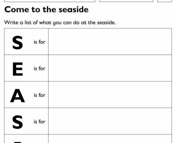 Year 1/2 (KS1)- Geography-What is it like at the seaside? Lesson Plan