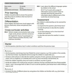MFL-Spanish- Weather Lesson. Includes Lesson Plan and Activity Sheets